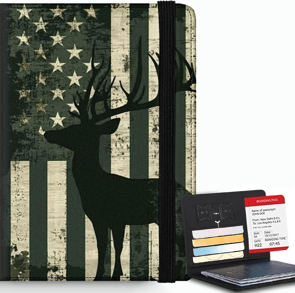 Passport Cover,RFID Blocking,Large Capacity Multi-Slot Travel Passport Wallet for Men & Women - Dark Raven - Colors C