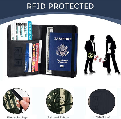 Passport Cover,RFID Blocking,Large Capacity Multi-Slot Travel Passport Wallet for Men & Women - Dark Raven - Colors C