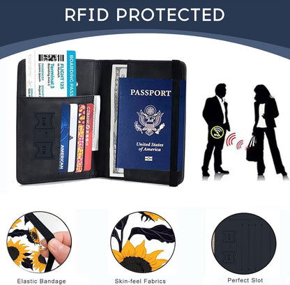 Passport Cover,RFID Blocking,Large Capacity Multi-Slot Travel Passport Wallet for Men & Women - Dark Raven - Colors C