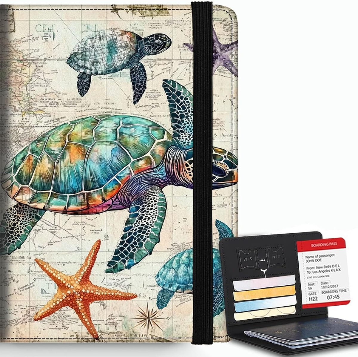 Passport Cover,RFID Blocking,Large Capacity Multi-Slot Travel Passport Wallet for Men & Women - Dark Raven - Colors C