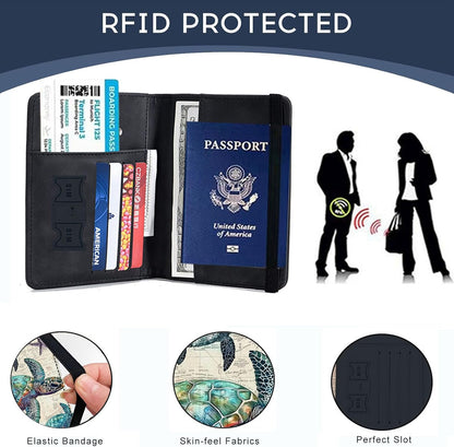 Passport Cover,RFID Blocking,Large Capacity Multi-Slot Travel Passport Wallet for Men & Women - Dark Raven - Colors C