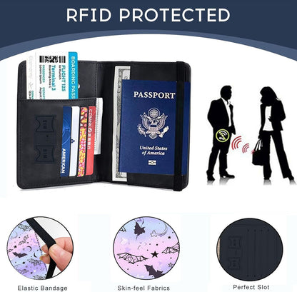 Passport Cover,RFID Blocking,Large Capacity Multi-Slot Travel Passport Wallet for Men & Women - Dark Raven - Colors C