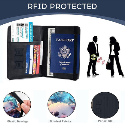 Passport Cover,RFID Blocking,Large Capacity Multi-Slot Travel Passport Wallet for Men & Women - Dark Raven - Colors C