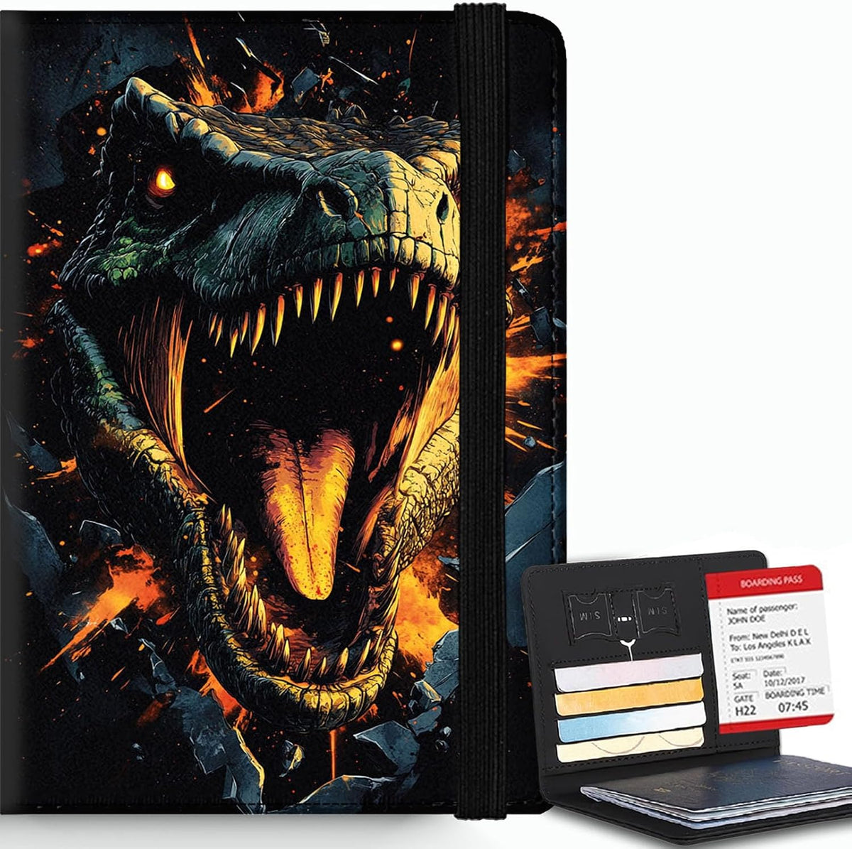 Passport Cover,RFID Blocking,Large Capacity Multi-Slot Travel Passport Wallet for Men & Women - Dark Raven - Colors C