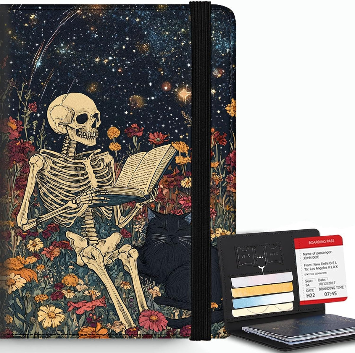 Passport Cover,RFID Blocking,Large Capacity Multi-Slot Travel Passport Wallet for Men & Women - Dark Raven - Colors C
