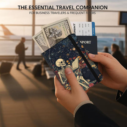 Passport Cover,RFID Blocking,Large Capacity Multi-Slot Travel Passport Wallet for Men & Women - Dark Raven - Colors C