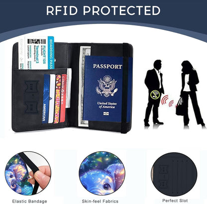 Passport Cover,RFID Blocking,Large Capacity Multi-Slot Travel Passport Wallet for Men & Women - Dark Raven - Colors C