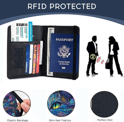 Passport Cover,RFID Blocking,Large Capacity Multi-Slot Travel Passport Wallet for Men & Women - Dark Raven - Colors C