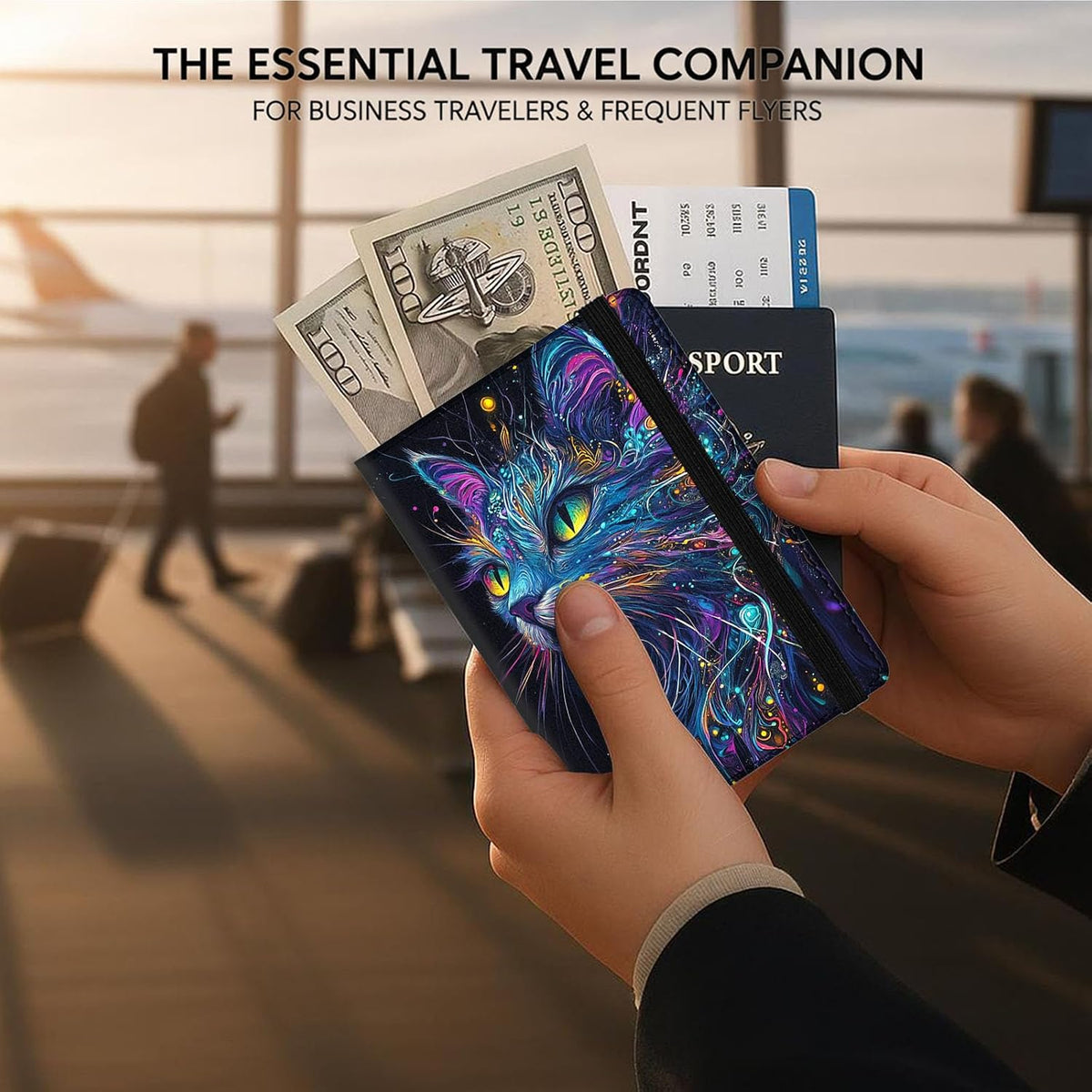 Passport Cover,RFID Blocking,Large Capacity Multi-Slot Travel Passport Wallet for Men & Women - Dark Raven - Colors C