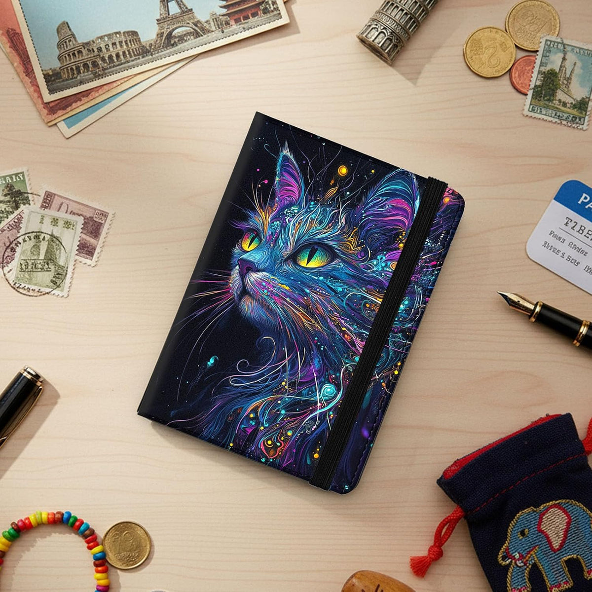 Passport Cover,RFID Blocking,Large Capacity Multi-Slot Travel Passport Wallet for Men & Women - Dark Raven - Colors C