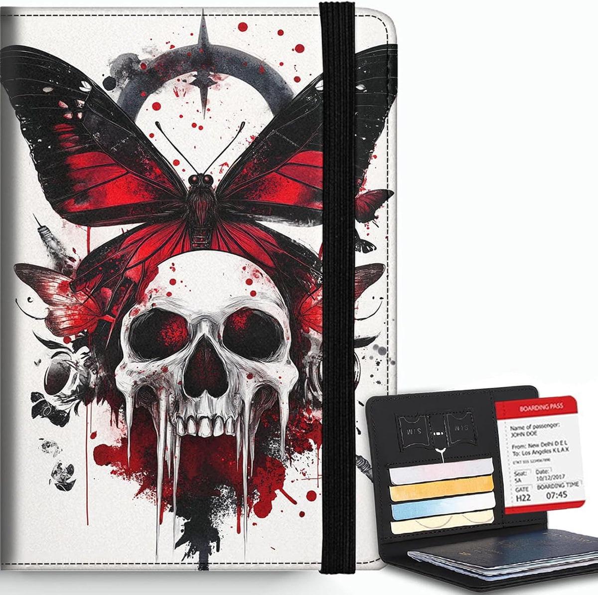 Passport Cover,RFID Blocking,Large Capacity Multi-Slot Travel Passport Wallet for Men & Women - Dark Raven - Colors C