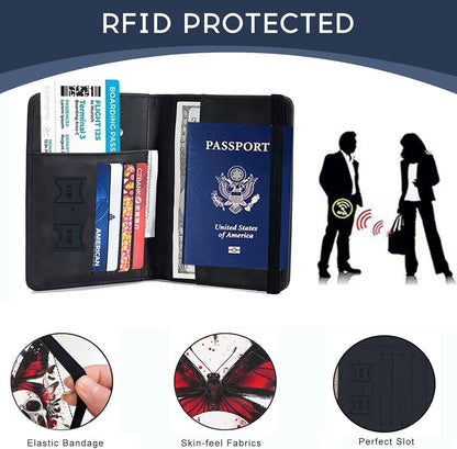 Passport Cover,RFID Blocking,Large Capacity Multi-Slot Travel Passport Wallet for Men & Women - Dark Raven - Colors C