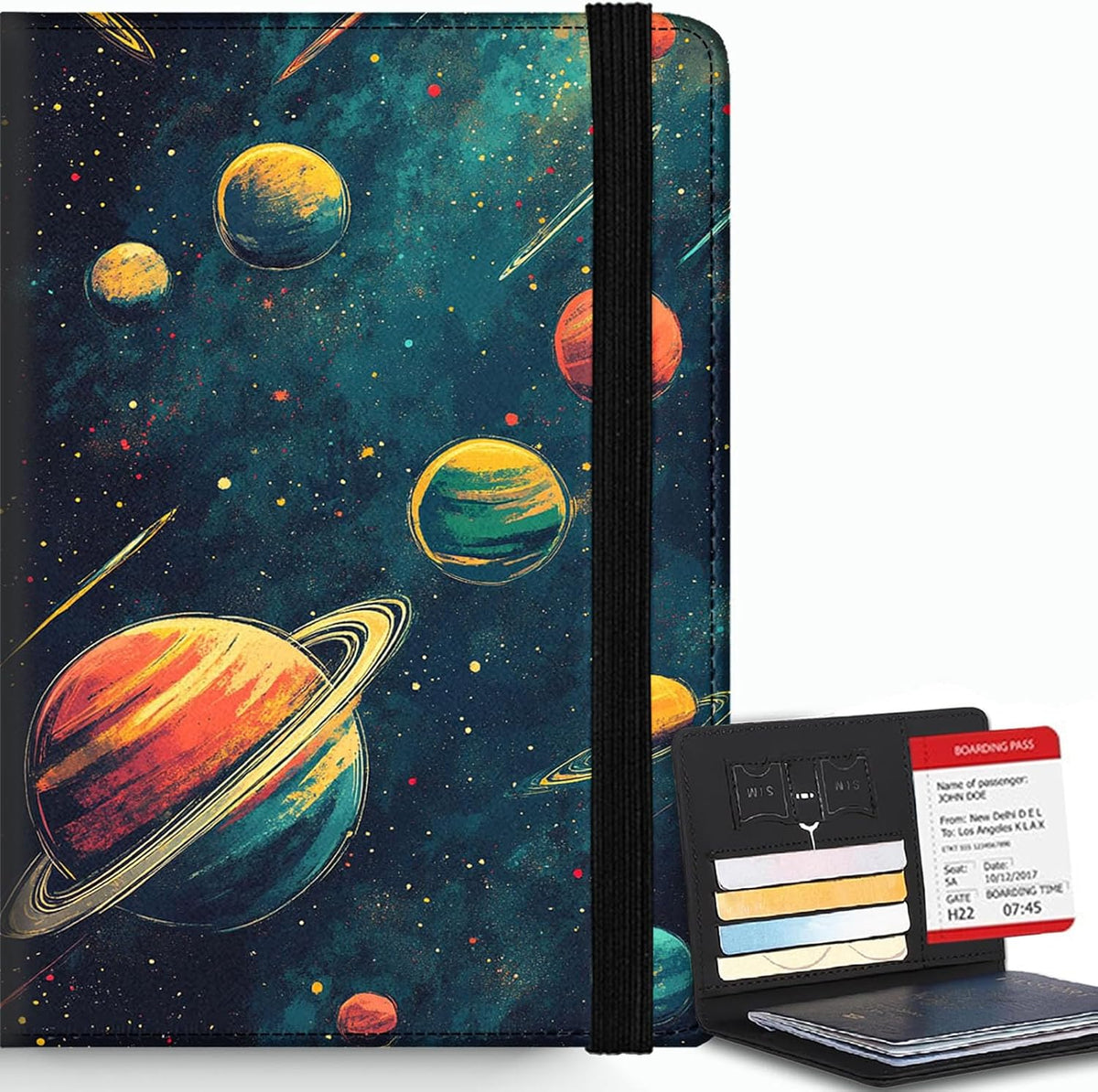 Passport Cover,RFID Blocking,Large Capacity Multi-Slot Travel Passport Wallet for Men & Women - Dark Raven - Colors C