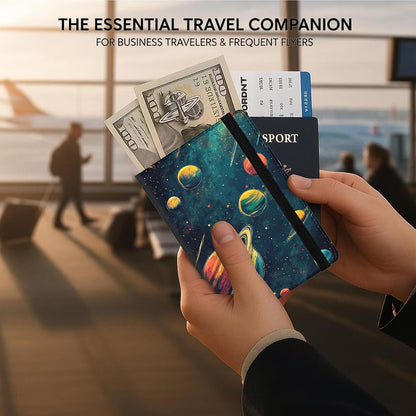 Passport Cover,RFID Blocking,Large Capacity Multi-Slot Travel Passport Wallet for Men & Women - Dark Raven - Colors C
