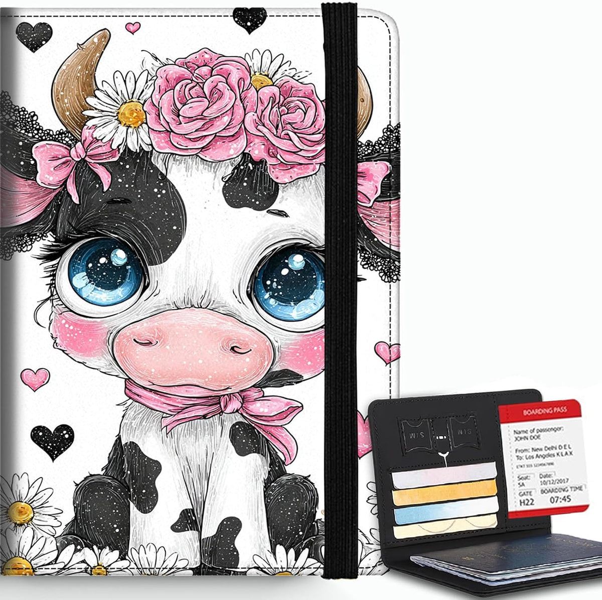 Passport Cover,RFID Blocking,Large Capacity Multi-Slot Travel Passport Wallet for Men & Women - Dark Raven - Colors C