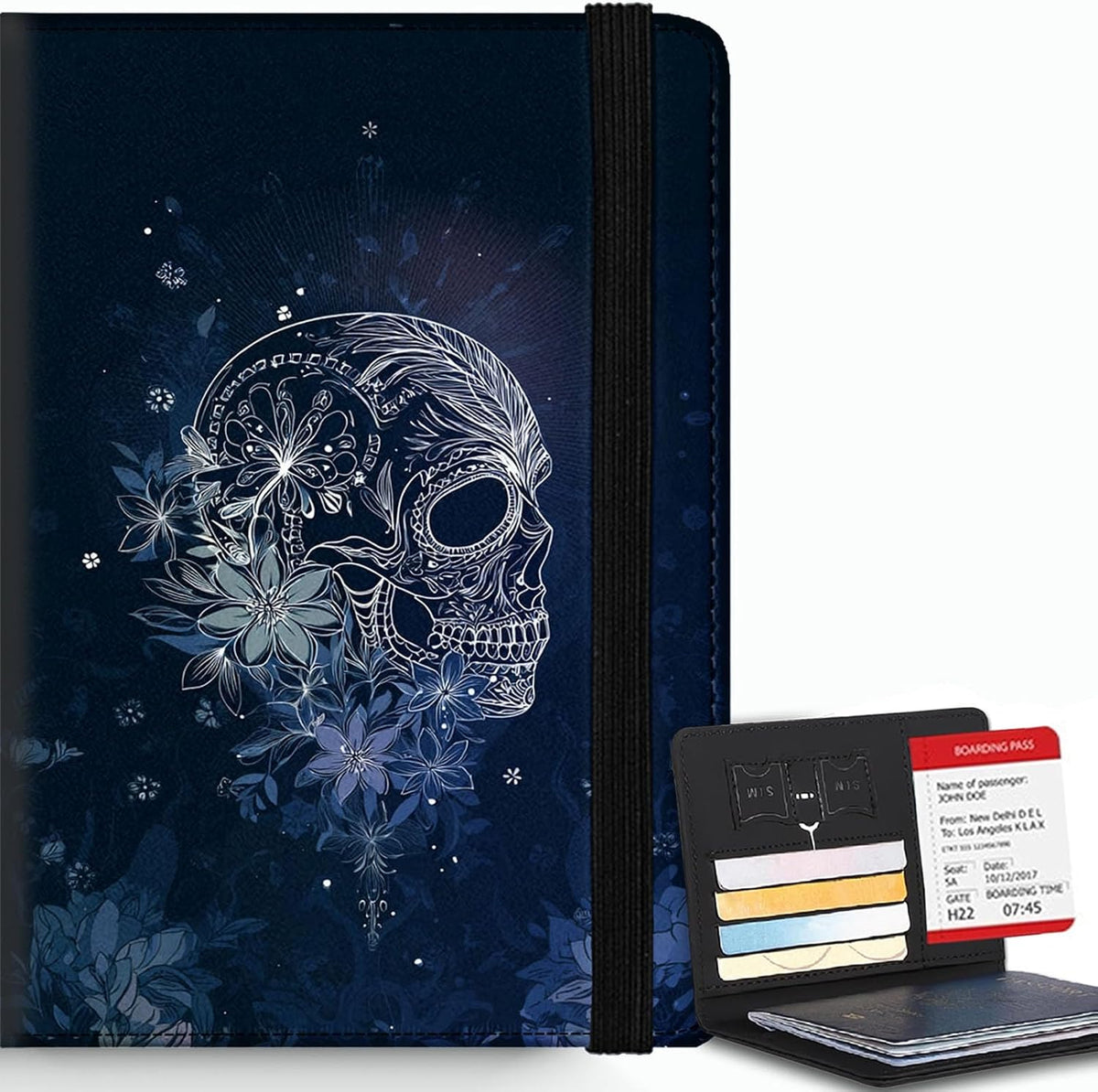 Passport Cover,RFID Blocking,Large Capacity Multi-Slot Travel Passport Wallet for Men & Women - Dark Raven - Colors C