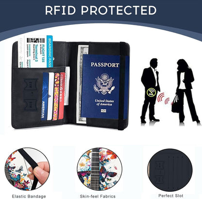 Passport Cover,RFID Blocking,Large Capacity Multi-Slot Travel Passport Wallet for Men & Women - Dark Raven - Colors C