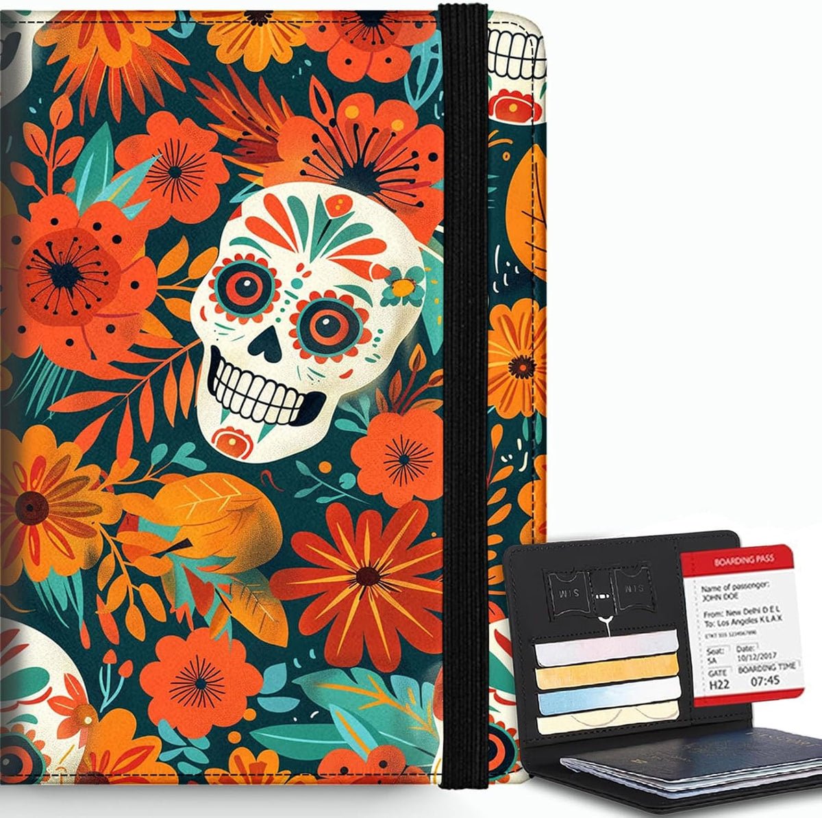 Passport Cover,RFID Blocking,Large Capacity Multi-Slot Travel Passport Wallet for Men & Women - Dark Raven - Colors C