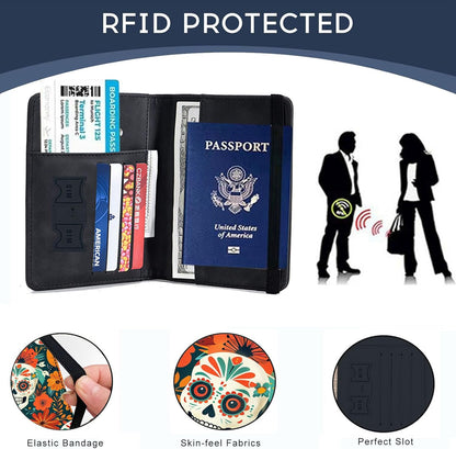 Passport Cover,RFID Blocking,Large Capacity Multi-Slot Travel Passport Wallet for Men & Women - Dark Raven - Colors C