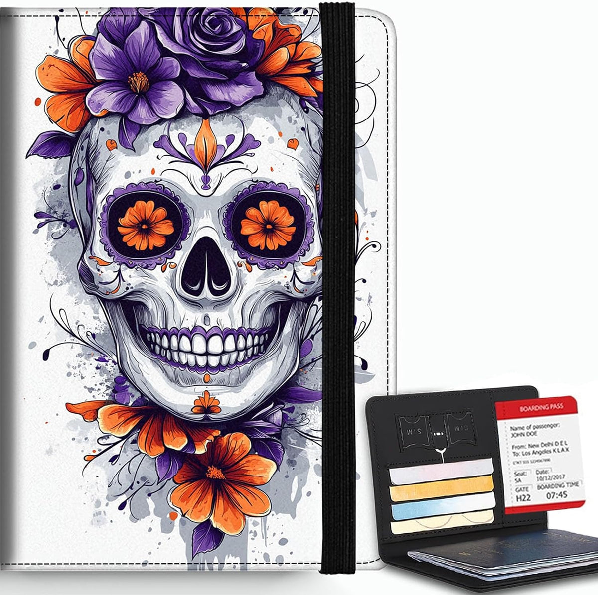 Passport Cover,RFID Blocking,Large Capacity Multi-Slot Travel Passport Wallet for Men & Women - Dark Raven - Colors C