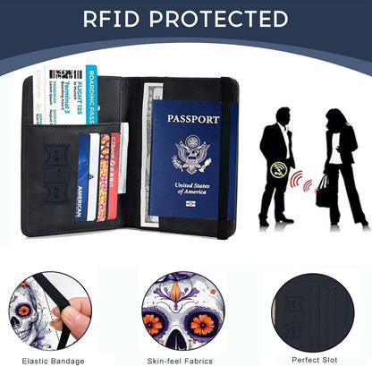 Passport Cover,RFID Blocking,Large Capacity Multi-Slot Travel Passport Wallet for Men & Women - Dark Raven - Colors C