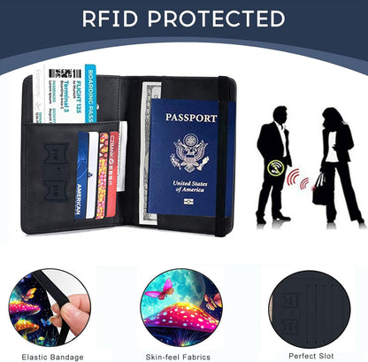 Passport Cover,RFID Blocking,Large Capacity Multi-Slot Travel Passport Wallet for Men & Women - Dark Raven - Colors C