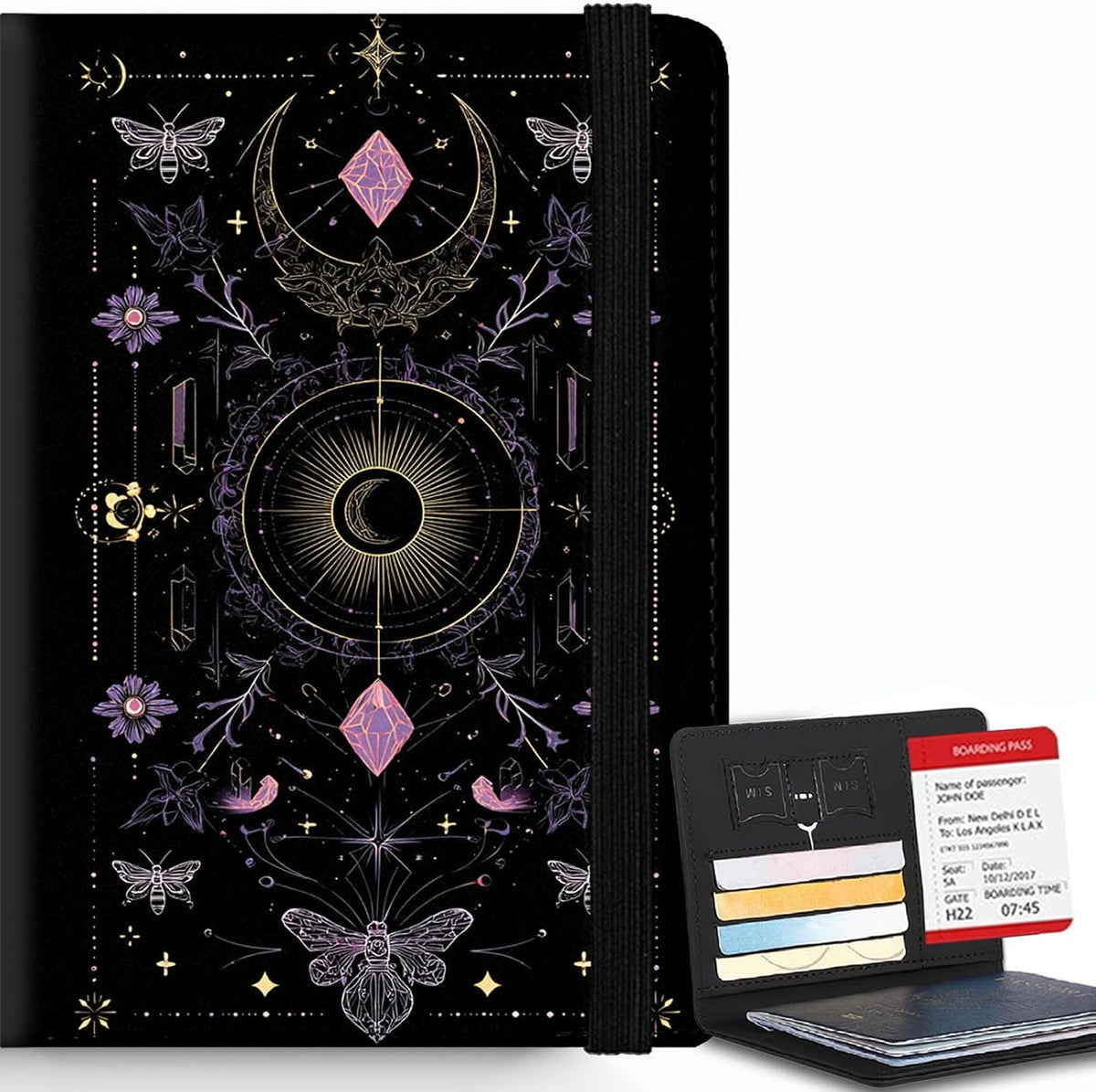 Passport Cover,RFID Blocking,Large Capacity Multi-Slot Travel Passport Wallet for Men & Women - Dark Raven - Colors C
