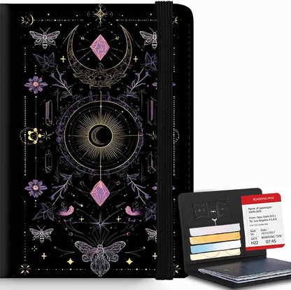 Passport Cover,RFID Blocking,Large Capacity Multi-Slot Travel Passport Wallet for Men & Women - Dark Raven - Colors C