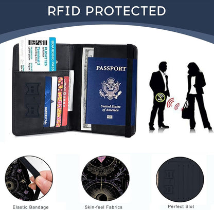 Passport Cover,RFID Blocking,Large Capacity Multi-Slot Travel Passport Wallet for Men & Women - Dark Raven - Colors C