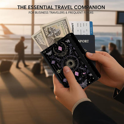 Passport Cover,RFID Blocking,Large Capacity Multi-Slot Travel Passport Wallet for Men & Women - Dark Raven - Colors C