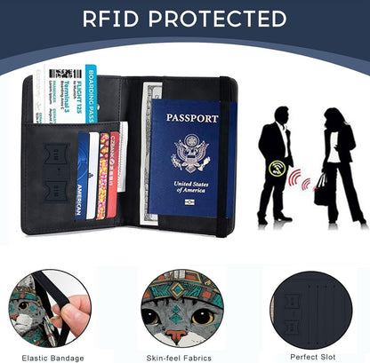 Passport Cover,RFID Blocking,Large Capacity Multi-Slot Travel Passport Wallet for Men & Women - Dark Raven - Colors C