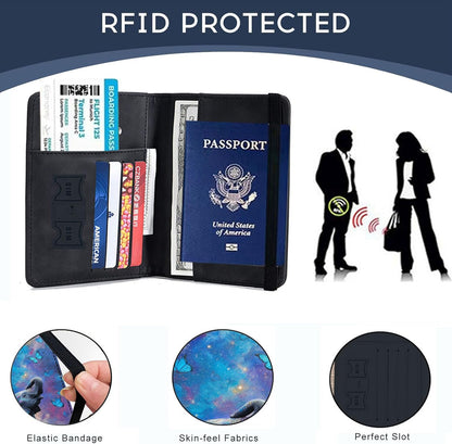 Passport Cover,RFID Blocking,Large Capacity Multi-Slot Travel Passport Wallet for Men & Women - Dark Raven - Colors C
