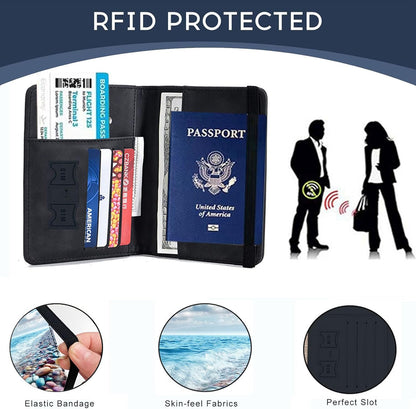 Passport Cover,RFID Blocking,Large Capacity Multi-Slot Travel Passport Wallet for Men & Women - Dark Raven - Colors C