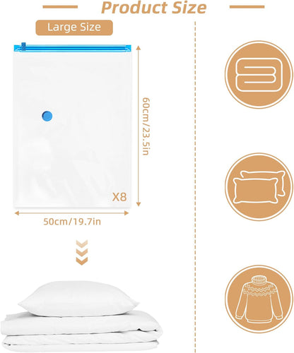 Travel Vacuum Bags with Rechargeable Pump,6 Pack Vacuum Storage Seal Bags for Clothing Suitcase Backpack, Space Saver Compression Clothes Storage Bag (6 Combo+ Electric Pump)