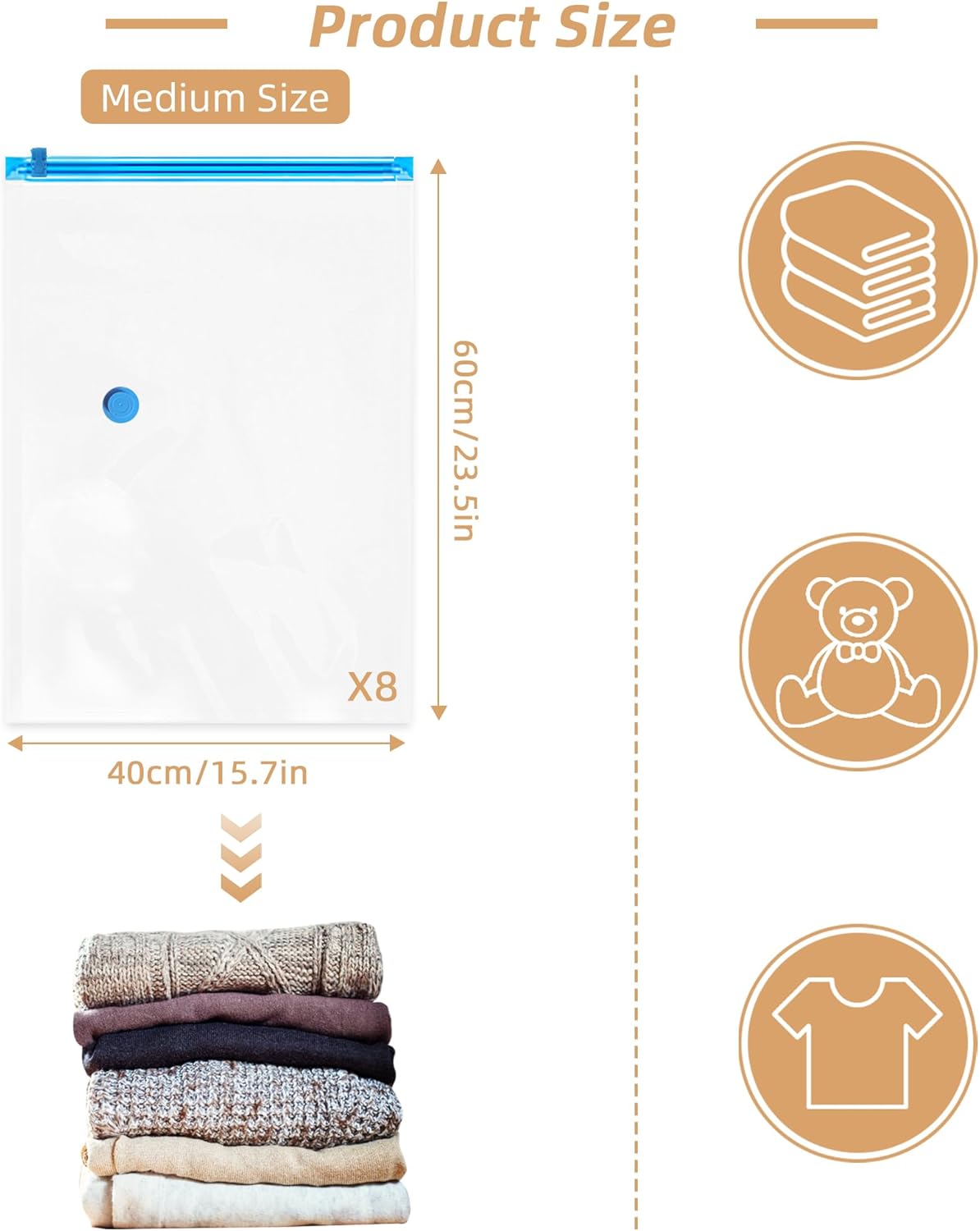 Travel Vacuum Bags with Rechargeable Pump,6 Pack Vacuum Storage Seal Bags for Clothing Suitcase Backpack, Space Saver Compression Clothes Storage Bag (6 Combo+ Electric Pump)