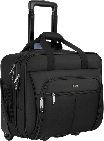 Rolling Laptop Briefcase Water-Resistant 17.3" Roller Computer Bag with wheels Travel Rolling Laptop Bag with RFID Pocket Lockable Zipper Underseat Carry On Luggage Work Travel Business Men Women