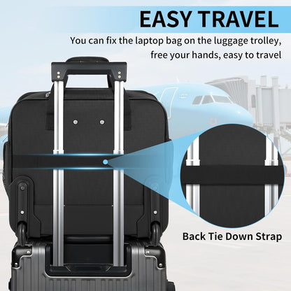 Rolling Laptop Briefcase Water-Resistant 17.3" Roller Computer Bag with wheels Travel Rolling Laptop Bag with RFID Pocket Lockable Zipper Underseat Carry On Luggage Work Travel Business Men Women