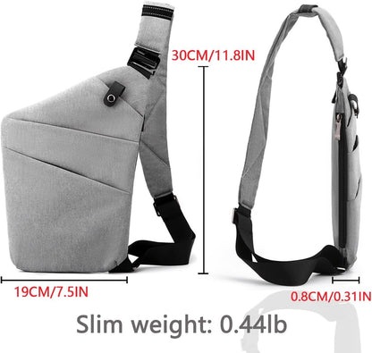 Anti Theft Sling Travel Bag Flat Small Pickpocket Proof Slim Crossbody bags | Travel Pack Cross-body Bag One Shoulder Bag Anti Pickpocket Chest Pouch Passport Bag Secure Purses for Men Women lightweight