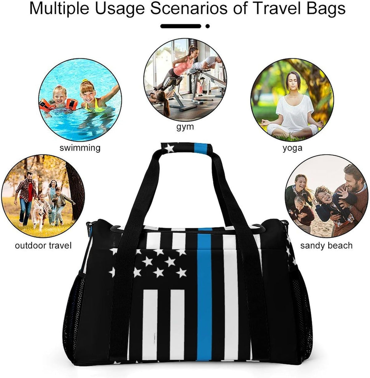 Carry On Foldable Travel Duffel Bag Lightweight Weekender Overnight Tote Bag for Women Yoga Sport