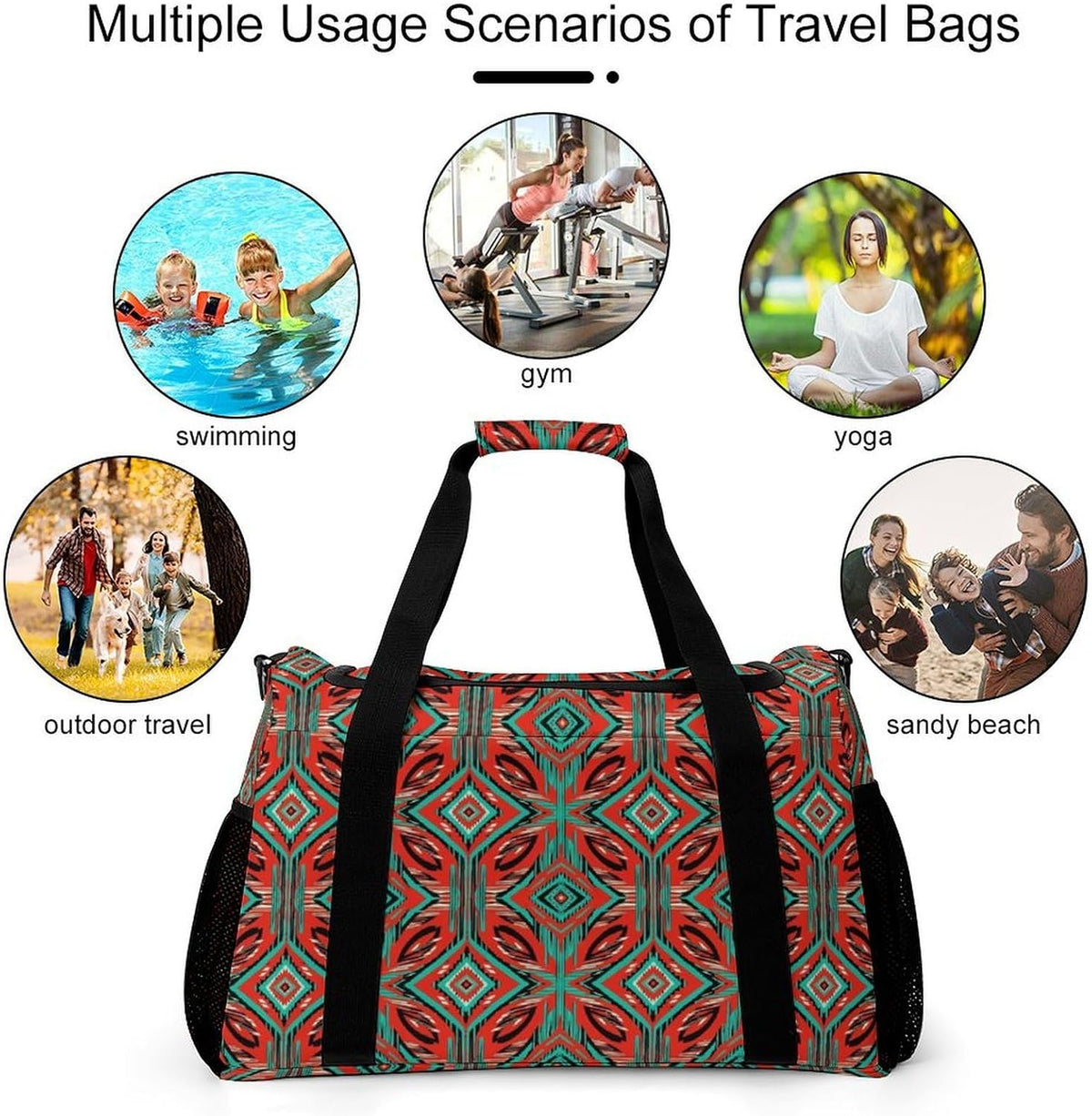 Carry On Foldable Travel Duffel Bag Lightweight Weekender Overnight Tote Bag for Women Yoga Sport