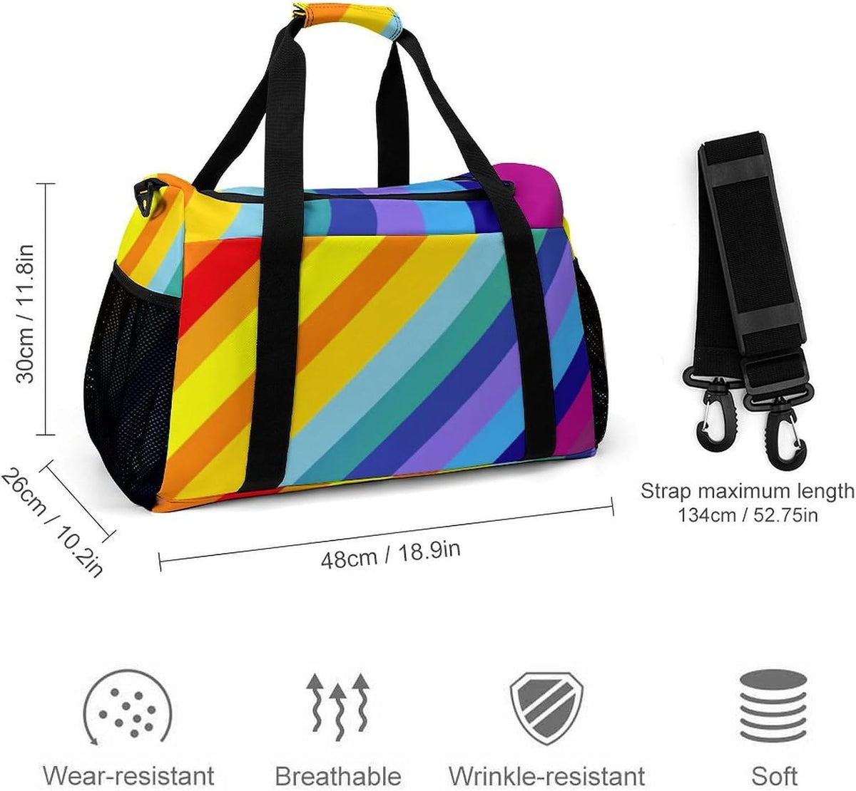 Carry On Foldable Travel Duffel Bag Lightweight Weekender Overnight Tote Bag for Women Yoga Sport
