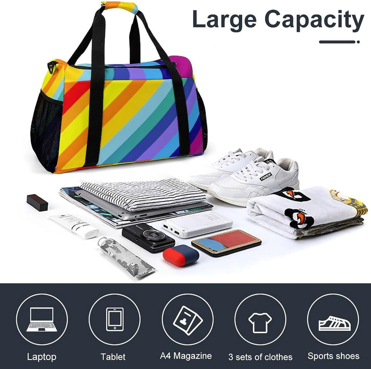 Carry On Foldable Travel Duffel Bag Lightweight Weekender Overnight Tote Bag for Women Yoga Sport