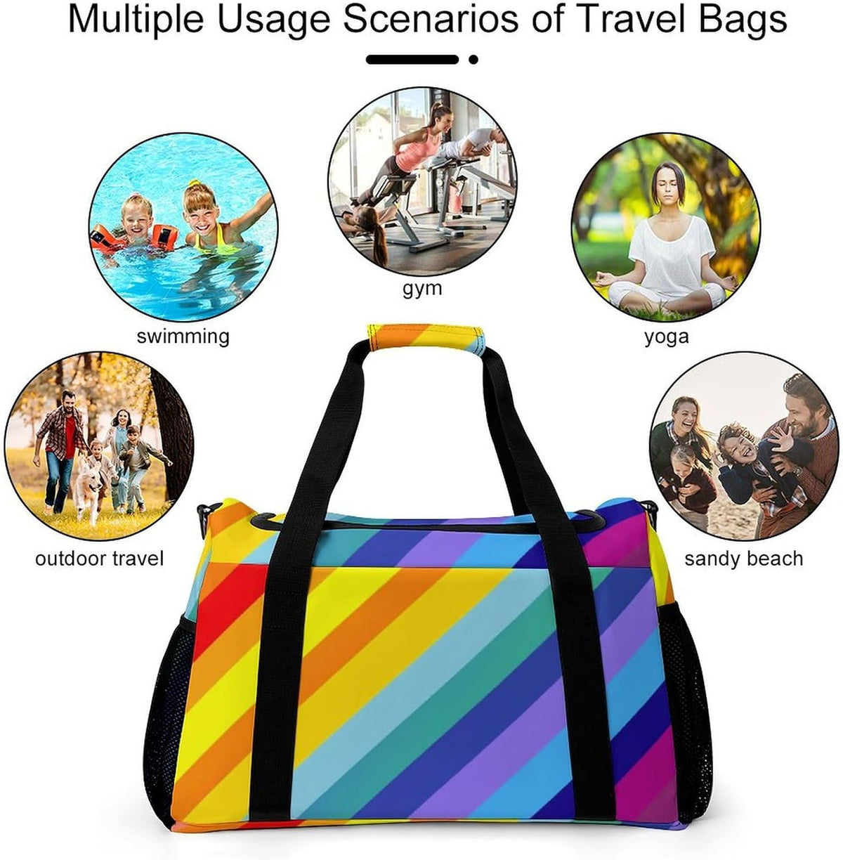 Carry On Foldable Travel Duffel Bag Lightweight Weekender Overnight Tote Bag for Women Yoga Sport