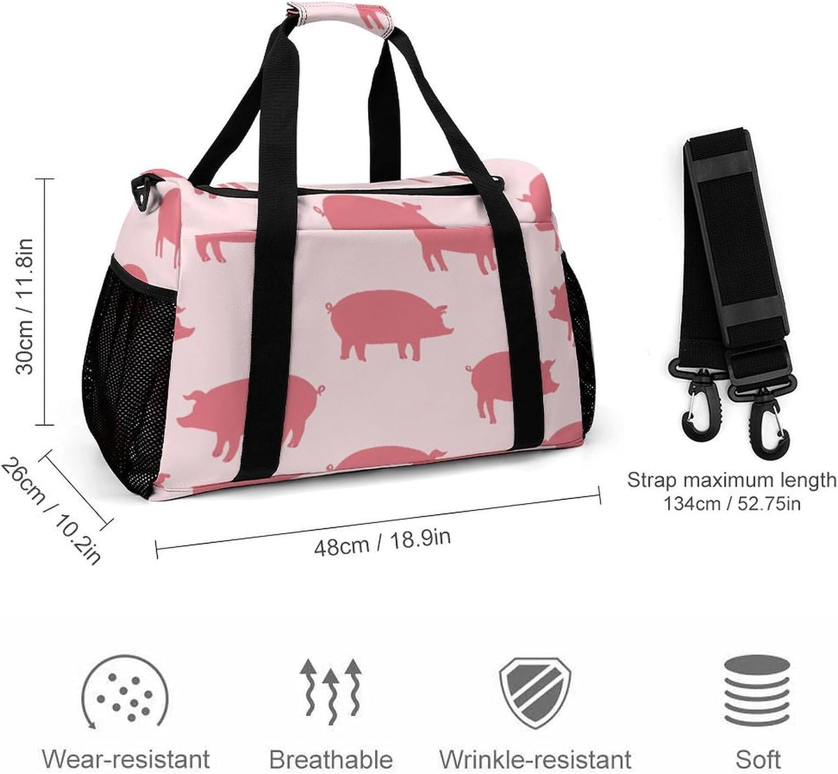 Carry On Foldable Travel Duffel Bag Lightweight Weekender Overnight Tote Bag for Women Yoga Sport