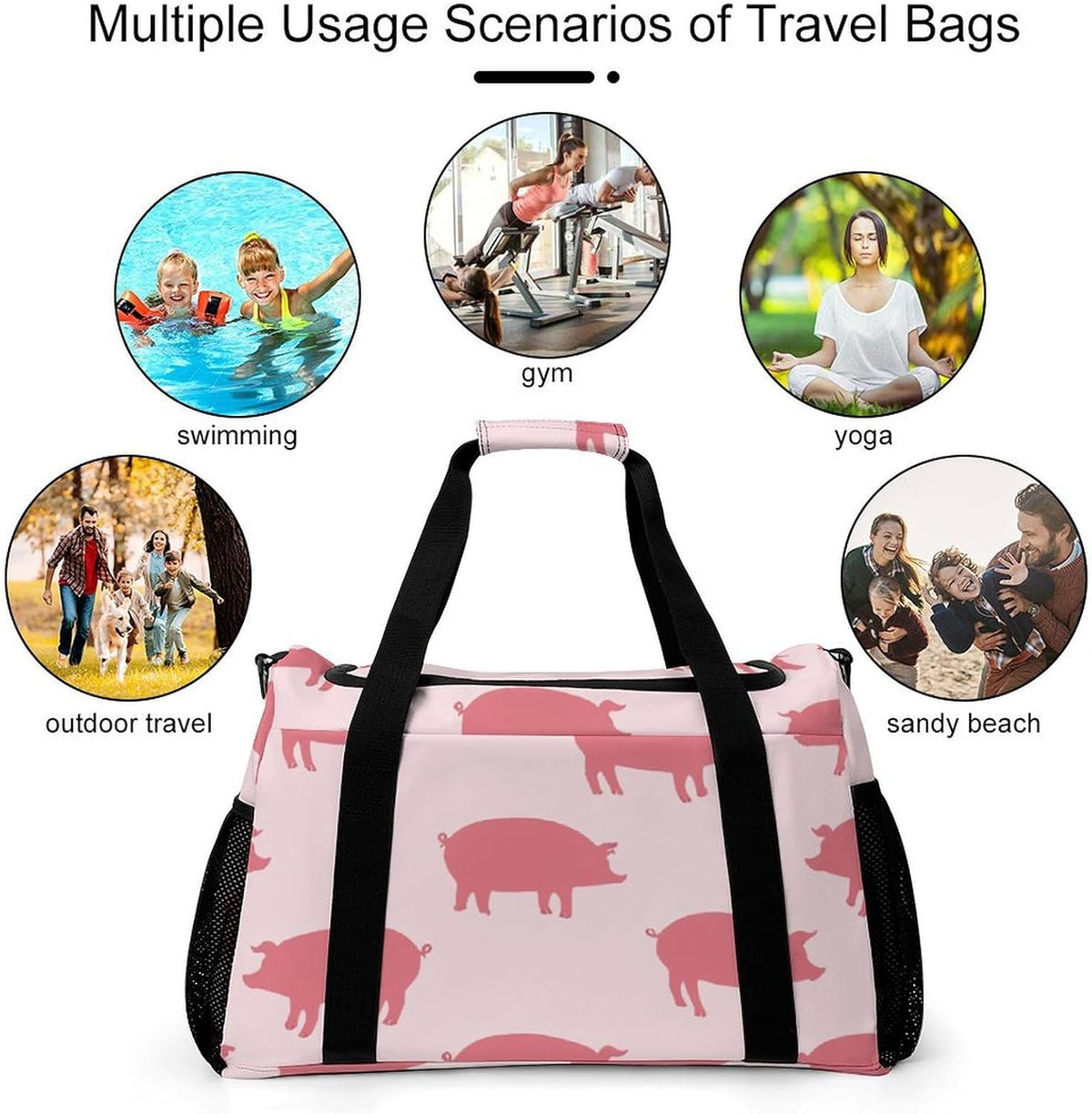 Carry On Foldable Travel Duffel Bag Lightweight Weekender Overnight Tote Bag for Women Yoga Sport