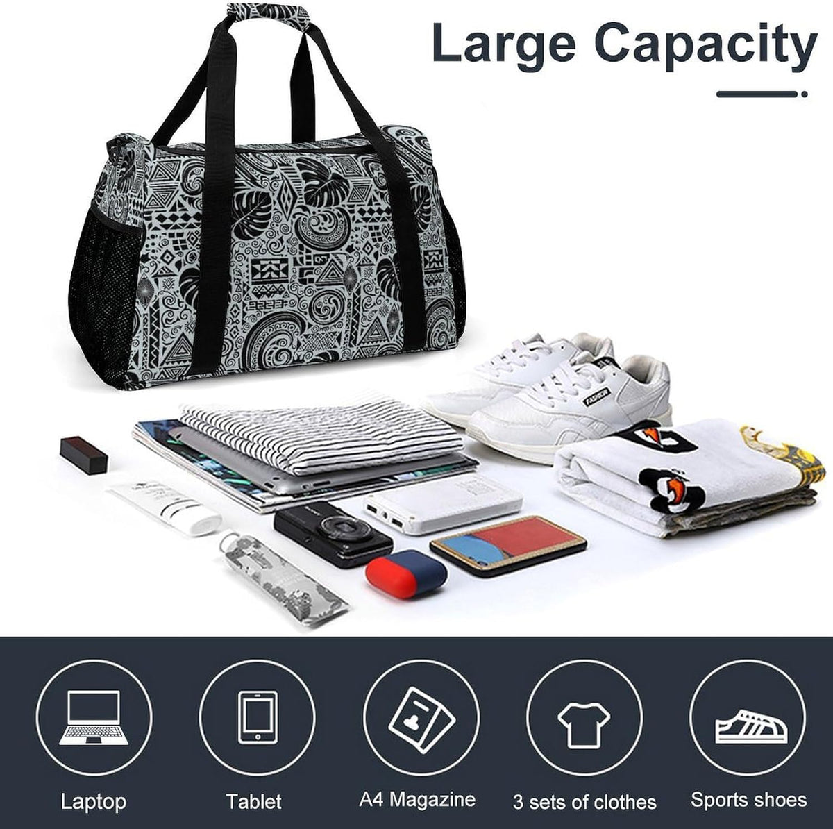 Carry On Foldable Travel Duffel Bag Lightweight Weekender Overnight Tote Bag for Women Yoga Sport
