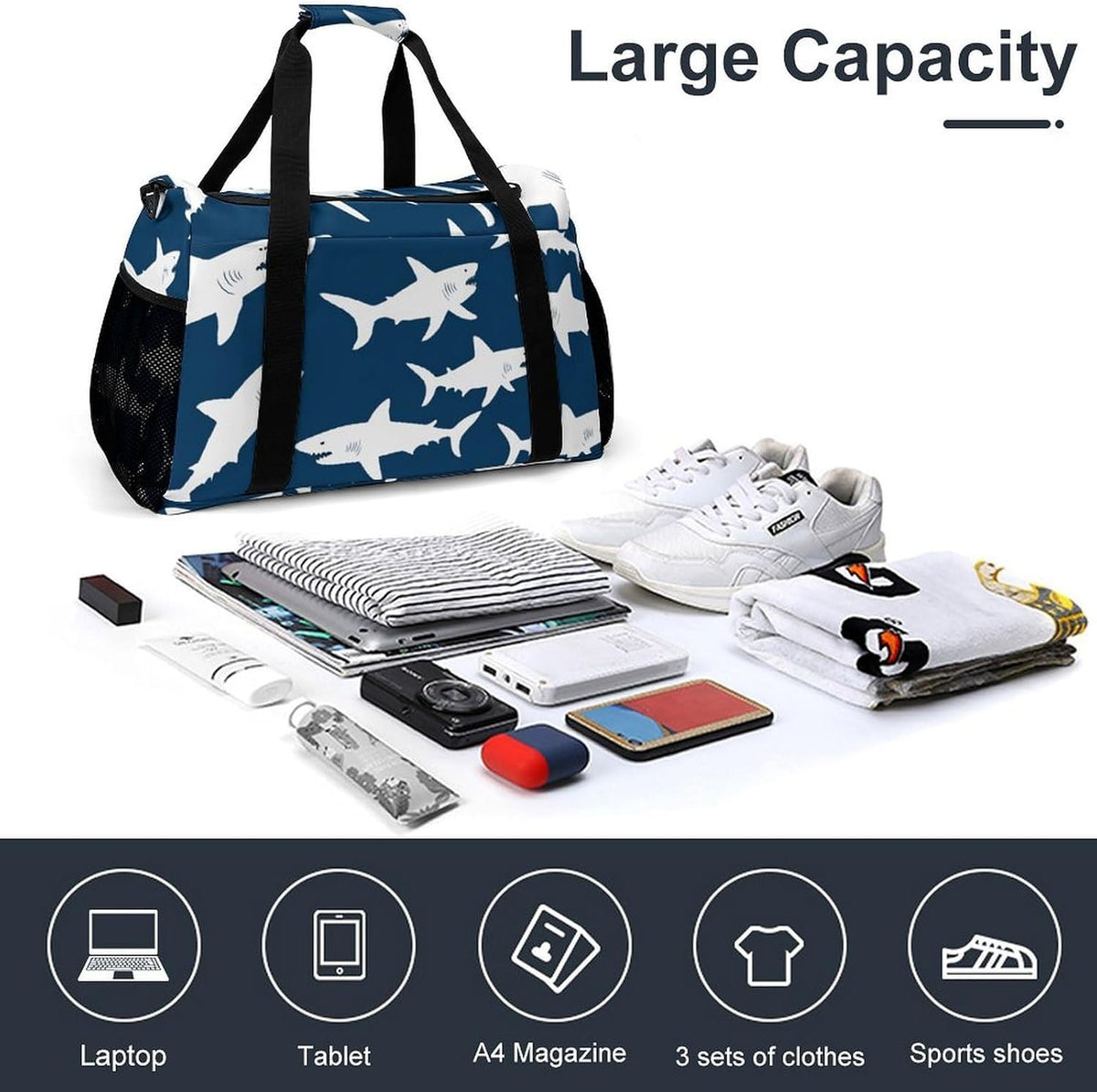 Carry On Foldable Travel Duffel Bag Lightweight Weekender Overnight Tote Bag for Women Yoga Sport