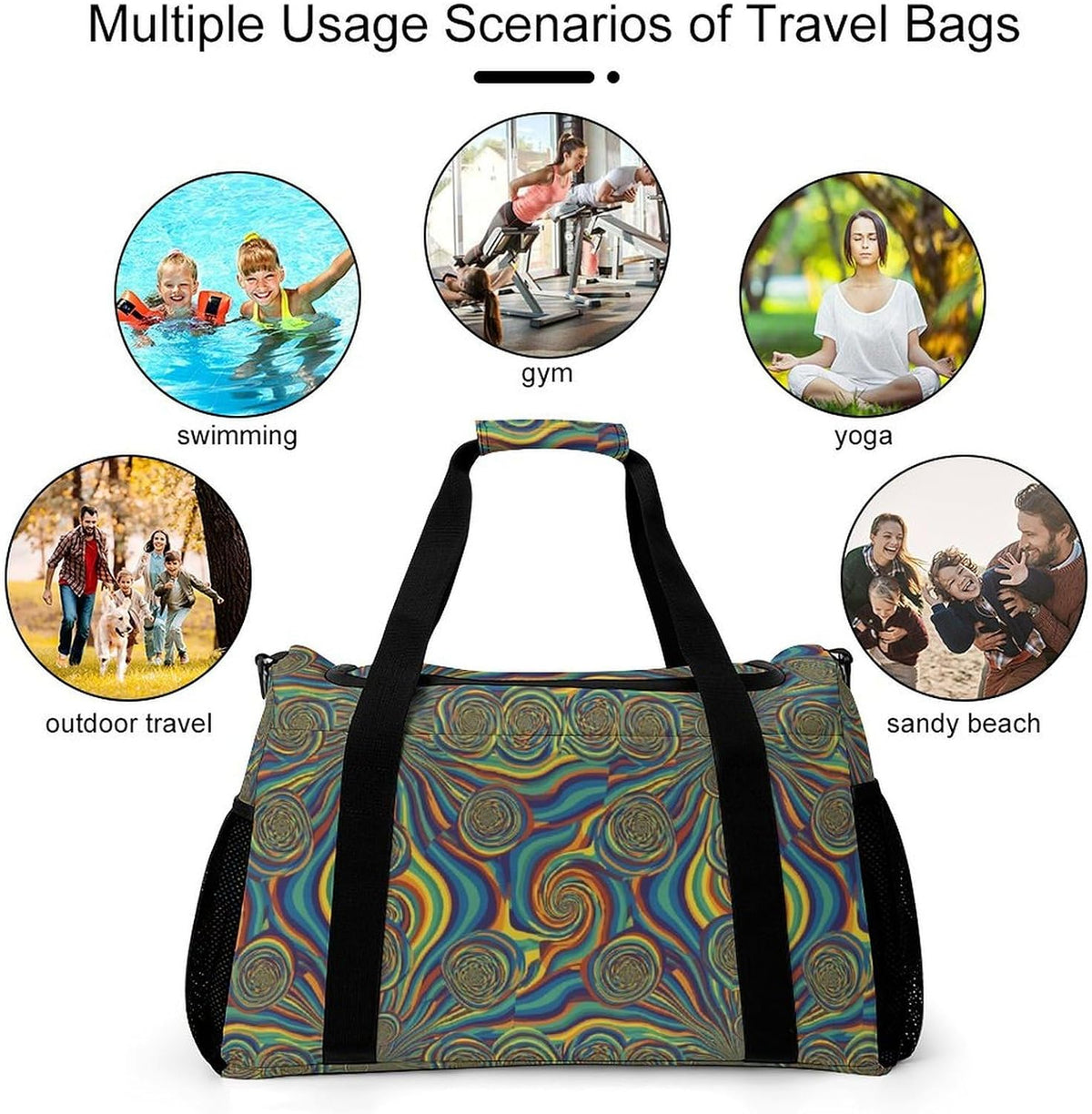 Carry On Foldable Travel Duffel Bag Lightweight Weekender Overnight Tote Bag for Women Yoga Sport