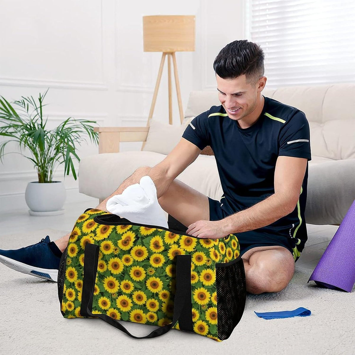 Carry On Foldable Travel Duffel Bag Lightweight Weekender Overnight Tote Bag for Women Yoga Sport