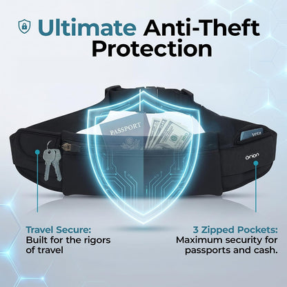 The Belt of Orion Money Belt, Anti-Theft Travel Waist Pack, Slim 9x4in | Money Belt, Anti-Theft Design, Passport & Cash Holder, Slim Fit 9x4in, For Men & Women